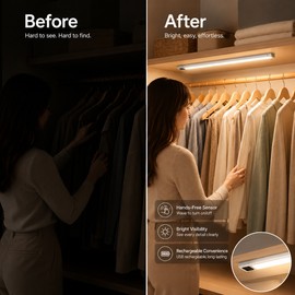 Rechargeable LED Cabinet Light for Indoor Spaces – Ultra-Thin Motion Sensor Bar Lamp for Kitchen, Closet and Night Lighting