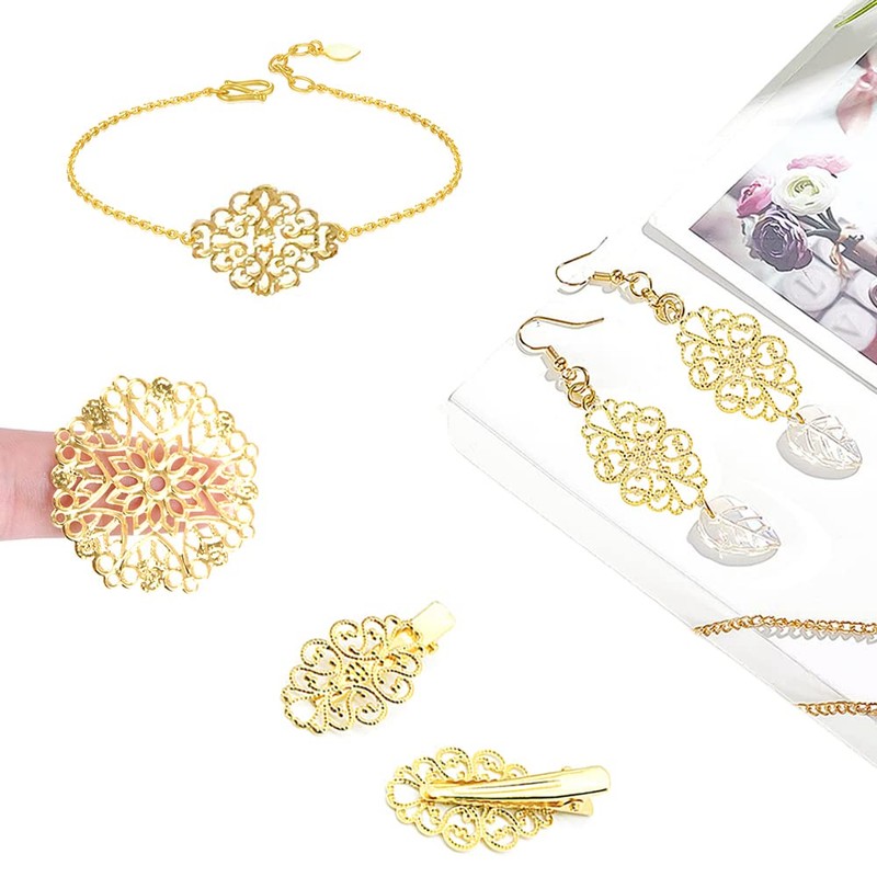Samcos Watermark Parts, Set of 100, Gold, Flowers, Moon, Drops,