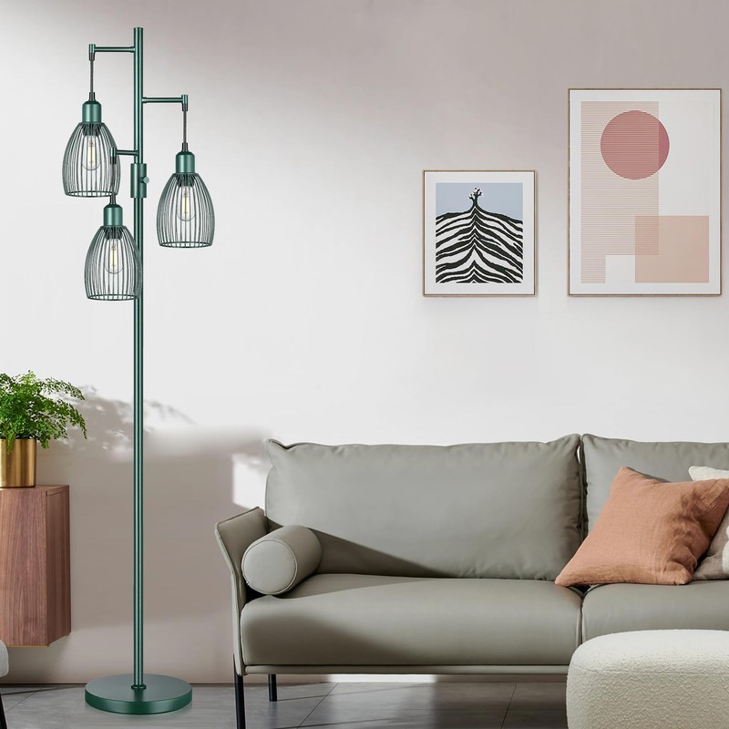 Dimmable Industrial Floor Lamps for Living Room, Green Tree Standing