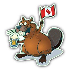 Magnet Beaver Canada Flag Happy Cartoon Window Truck Car Vinyl Flexible Magnet Magnetic Bumper Sticker 5" x 4"