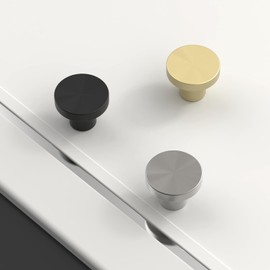 Amerdeco 10 Pack Brushed Satin Nickel Cabinet Knobs Single Hole Cabinet Pulls 1.2 Inch Diameter Round Drawer Knobs and Pulls for Bathroom Cabinets AM025