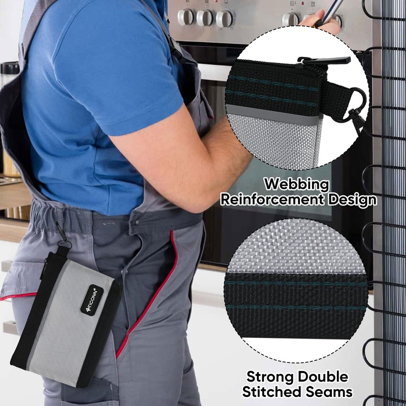 TICONN Tool Pouches with Zipper, 1680D Oxford Small Tool Bags,