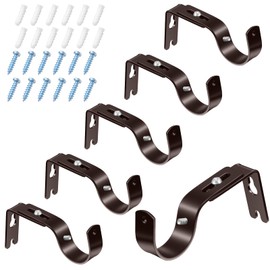 6 Piece General Adjustable Curtain Rod Holder Wall Bracket Hooks - Outside Mounted Blinds Bracket with Screws for 1 Inch Diameter Rod (Bronze)