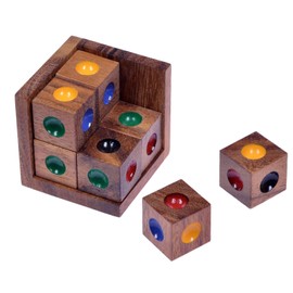 LOGOPLAY Crazy Six - 3D Puzzle - Colour Puzzle - Thinking Game - Puzzle Game - Patience Game - Logic Game in Wooden Frame
