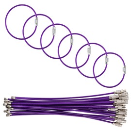 Purple 5.9in/15cm Stainless Steel Keychain Cable,Wire Diameter 2mm Metal Key Ring Loop Suitable for Sports/Travel/Luggage Tag Holder/ID Tags/DIY Accessories,20 pieces