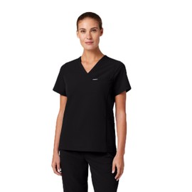 Jaanuu Magna Women's 3-Pocket Classic V-Neck Scrub Top - Black L