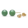 Belacqua Natural 8mm Green Round Jade Stud Earrings in 14k