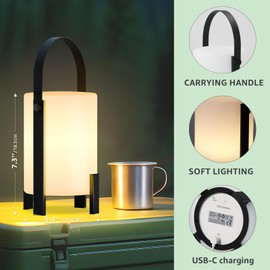 uuffoo Rechargeable Lantern LED Table Lamp Shower Lamp Cordless 3000K and Candle Light IP44 Rain-Resistant | with Remote | PE & Metal for Indoor Outdoor Bathroom Patio Camping Restaurant Home