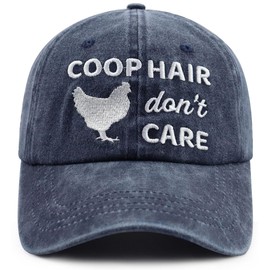 Chicken Gifts for Women Men, Coop Hair Don't Care Chicken Hat, Funny Chicken Decor Baseball Cap, Birthday Gifts for Dad Mom Friend Farmer Chick Lovers Navy