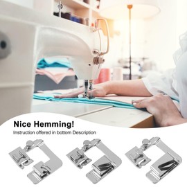 AEDIKO 6pcs Sewing Machine Presser Foot Set Rolled Hem Presser Foot 6 Sizes Wide Rolled Hem Foot Set & Narrow Foot Hemmer Set