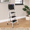 3-Step Stool - Folding Ladder with Handrails, Attachable Tool Bag,