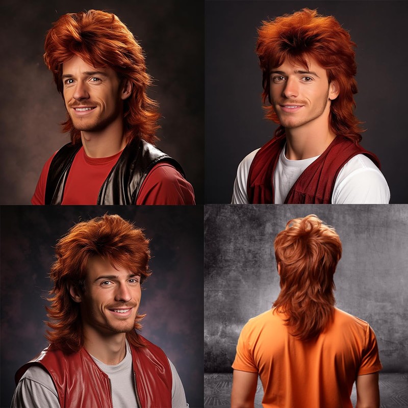 Leuik Adult Funny Wigs for Men|Pop Rock Wig|Joe Dirt Wig