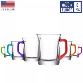 Lav Glass Tea Mugs Set of 6, Coffee Tea Espresso Cups, 7.6 Oz