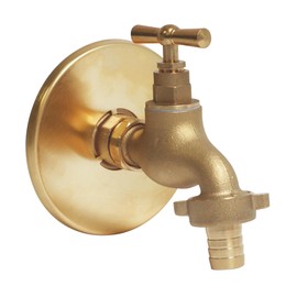 SOMATHERM FOR YOU - Kit Adjustable Hose Tap with Spindle 15/21-20/27 + Wall Bracket with Rosette Made of Untreated Brass - Input 1/2" (15/21) - Output 3/4" (20/27)