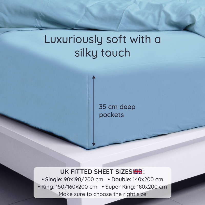 Bambaw Double Fitted Sheet Bamboo, 140x200 cm, Deep Pocket 35