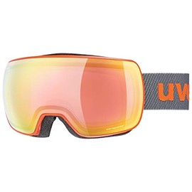 uvex Compact FM - Ski Goggle for Men and Women - No Distortion & Anti-Fog Coating - Distortion-Free Vision - Orange Matt/Rainbow-Rose - One Size