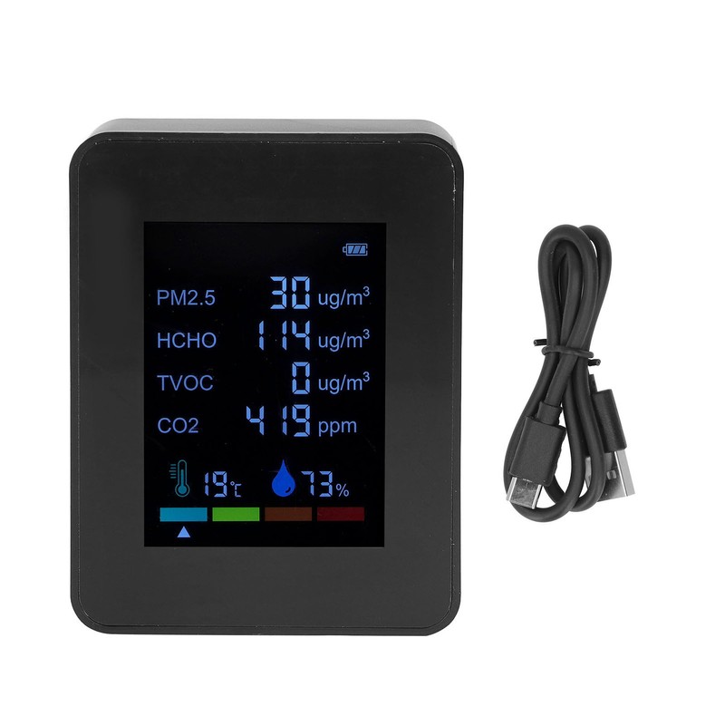 Multifunctional 6 in 1 CO2 Meter Air Quality Monitor Temperature