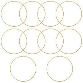 Pack of 10 Metal Rings for Crafts, 16 cm, Gold Metal Rings Dream Catcher Rings, Metal Rings Decorative Rings for Hanging, Wire Rings Craft Rings for Wrapping Technique Craft Floristry Wedding Wreath