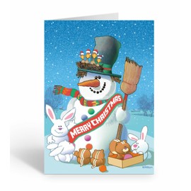 Stonehouse Collection Joyful Snowman Christmas Card - 5" x 7" - 18 Cards & 19 White Envelopes - 20111