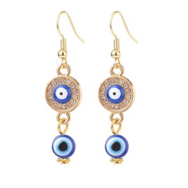 Hemasa Crystal Rhinestone with Enamel Evil Eye Dangle Earrings for Women/Girls