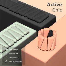 Wrist Weights, Ankle Weights for Women Men, With Wrist Brace，Silicone Wrist Weighted Bracelets - Adjustable Leg & Arm Weights,Ankle Weights for Workout, Running, Yoga, Swimming，2 Lbs(1Lbs Each) (Peach Pink)