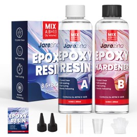Jarezina 17OZ Epoxy Resin Kit,Crystal Clear Epoxy Resin -Strong and No Bubble，Not Yellowing Art Resin，Self Leveling Easy Mix 1:1,Suitable for Art Casting,DIY,Jewelry Projects, Wood & Resin Molds