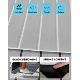 Hjdeck Boat Flooring EVA Foam Decking Sheet 94.5"x45.2" Self-Adhesive Boat Flooring Foam Boat Carpet Cushioning Helm Pad Marine Carpet for Boat Yacht Kayak Decking Swimming Pool RV Stairs