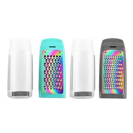 Marco Almond MA63 Graters for Kitchen, Dishwasher safe Cheese Box Grater with Removable Containers, Rainbow Titanium Hand-held Grater Set