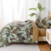 WONGS BEDDING Botanical Comforter Set Queen, 7 Pieces Tropical Green