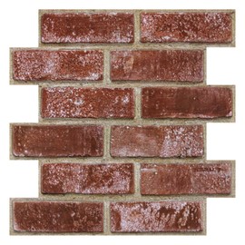 3D Peel and Stick Faux Brick Wall Panels 11.8" x 11.8" 10-Pack, Small Brick-Look Wall Sticker, Thin Lightweight PVC Self Adhesive Wall Tiles for Interior Decor, Red Orange