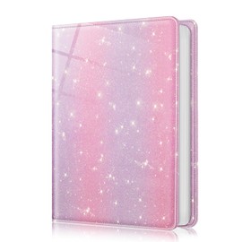 Fintie Photo Album for 4x6 Photos - 112 Pockets Vegan Leather Cover Memory Albums Book for Birthday Family Anniversary Vacation Pictures, Glittering Purple/Pink