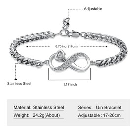 Hearbeingt Cremation Bracelet for Ashes Infinity Urn Jewelry Bangle for Ashes for Women Men Ash Keepsake Urn Bracelet