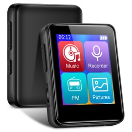 MP3 Music Player, 1.8 inch Screen Portable HiFi MP3 Player Expandable to 512GB, with Bluetooth, FM Radio, Recorder, Photo, Black with 64GB TF Card