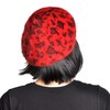 ZLYC Womens Rabbit Fur French Beret Hat Leopard Print (Red)