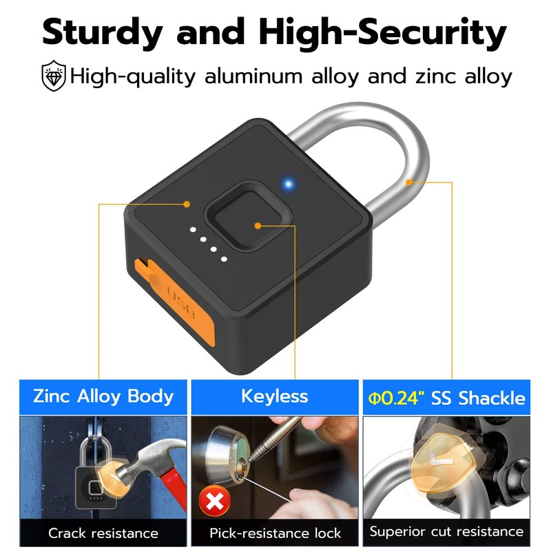 Fingerprint Gym Locker Lock with Code Keypad, Anweller Waterproof Keyless