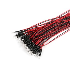 5mm 12 Volt LED Lights Emitting Diodes with Wire, LED 5-12V,0.1W, Mini LED Lights for Crafts, Toy Cars,12V Mini Single Led Green Flash 50PCS