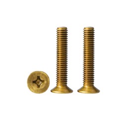 MACHSWON 10PCS M5 Brass Cross Countersunk Head Screws M5*40mm Brass Screw Threaded Flat Head Screws Cross Countersunk Head Copper Screw