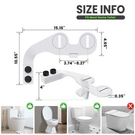 Terapaton Toilet Bidet With Left/Right Side Reversible Design, Fresh Water, Non-Electric, Toilet Bidet Attachment, Right/Left Hand Side with Dual Nozzle, Self-Clean, Easy to Install (Black Knob)