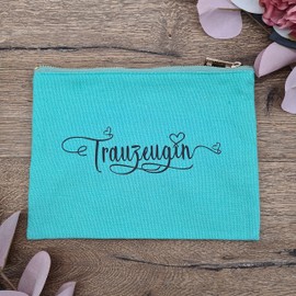 Trauzeugin - Baumwolle Kosmetiktasche, Brautgeschenk, Make Up Tasche, Organizer (Grün, Trauzeugin)