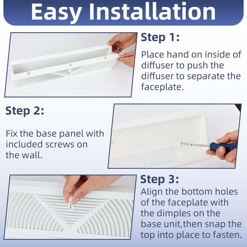 4PK 18 inch Baseboard Register Vent for 18"Duct,Baseboard Vent Cover