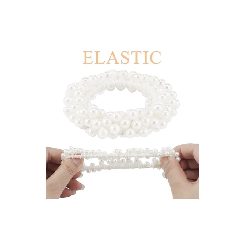 Haargummi mit Perlen, 9 Stück Elastische Haargummis Perlen, Haarschmuck Perlen,