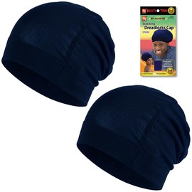 Beauty Town Dreadlock Cap for Men & Women - Extra Large Sleeping Cap for Locs, Braids and Dreads - Soft Stretchable Stocking Cap Night Headwear Navy Blue