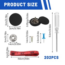 202 Pieces Car Roof Headliner Repair Button Kit, Car Ceiling Fabric Repair Pins with Tool & Tack, Auto Roof Snap Rivets Retainer for Sagging Vehicle Interior Lining Repair Buckle (Black)