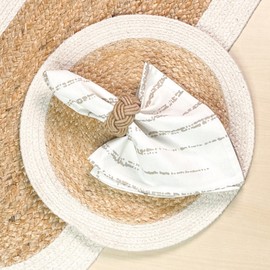 CHARDIN HOME Round Verona Woven Jute & Cotton Braided PLACEMAT (Set of 4), Size -13 inch, Round, Color - Natural Jute with Ivory Border