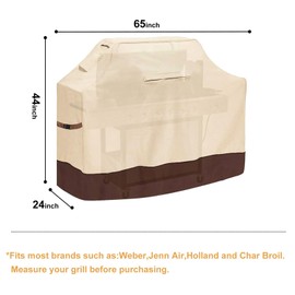 Vailge Grill Cover,65-inch Waterproof BBQ Cover,600D Heavy Duty Gas Grill Cover, UV & Dust & Rip & Fading Resistant,Suitable for Weber, Brinkmann, Char Broil Grills and More,Beige