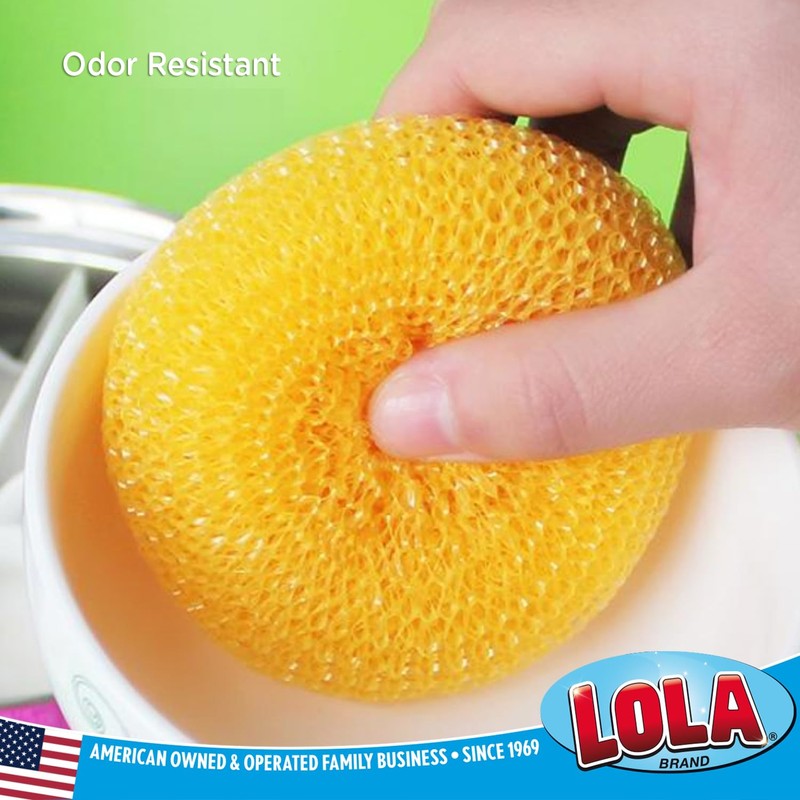 LOLA Plastic Mesh Scouring Pads - 18 Pack, 3.375" x