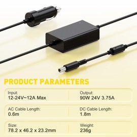 NENASEW 90W Car Charger Converter CPAP Power Cord for Resmed AirSense 10 CPAP Machine/Elite/AutoSet/AutoSet for Her,AirCurve 10 Bilevel 10 S/10 VAuto/10 ASV;370001 Vehicle bipap Machine Power Cord