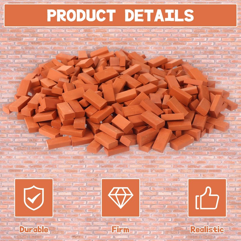 350 Pcs 1/16 Miniature Bricks Brick Building Set, Mini Red