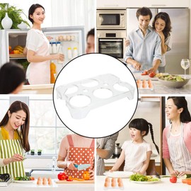 Cabilock Refrigerator Egg Tray Holds Up to 6 Eggs Plastic Egg Rack Egg Display Tray Stackable Egg Organizer for Fridge Kitchen Countertop Restaurant