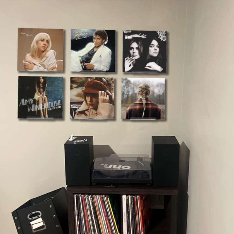 WPESI Vinyl Record Shelf Wall Mount 8Pack,7 Inch Acrylic Record